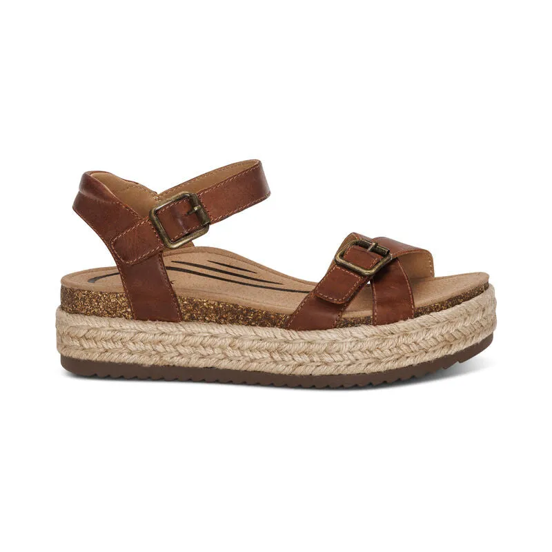 AETREX PAULA PLATFORM WEDGE SANDAL WALNUT