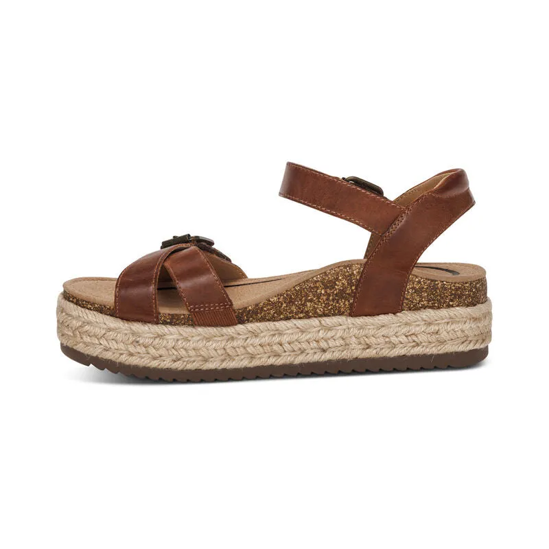 AETREX PAULA PLATFORM WEDGE SANDAL WALNUT