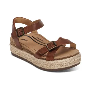 AETREX PAULA PLATFORM WEDGE SANDAL WALNUT