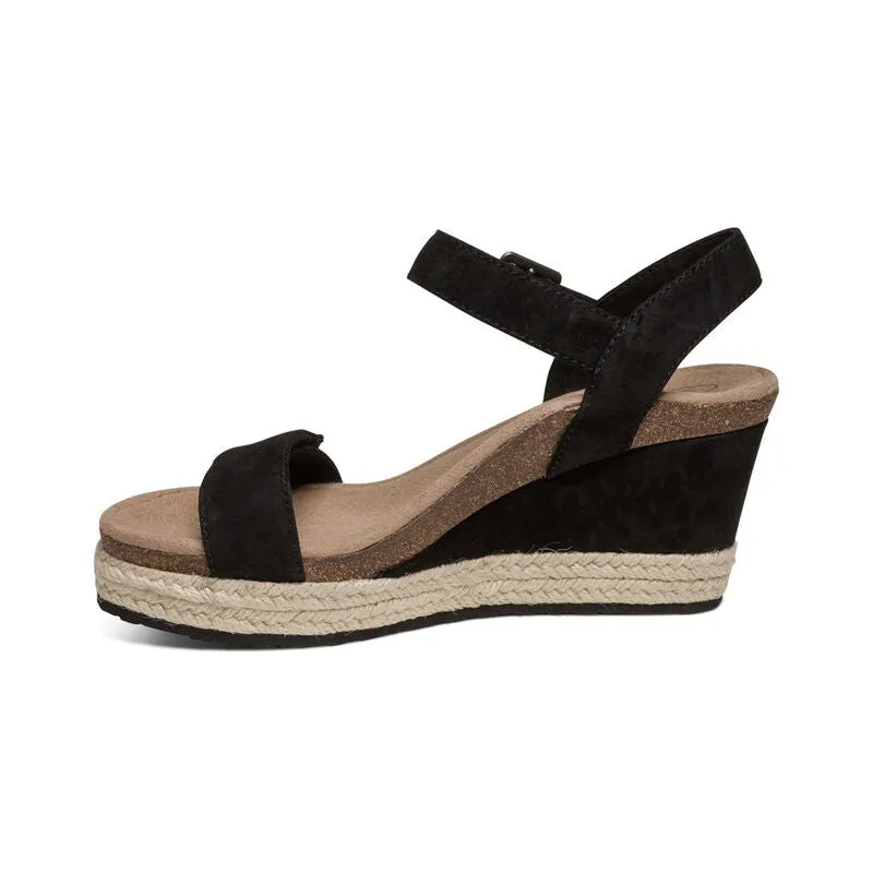 AETREX SYDNEY ESPADRILLE WEDGE BLACK SUEDE