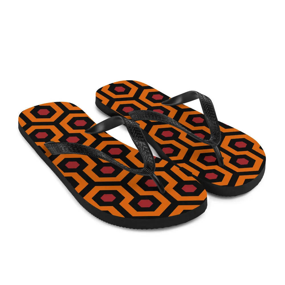 Amie Thong Flip-Flop Beach Sandals in Hotel Hexagon Print