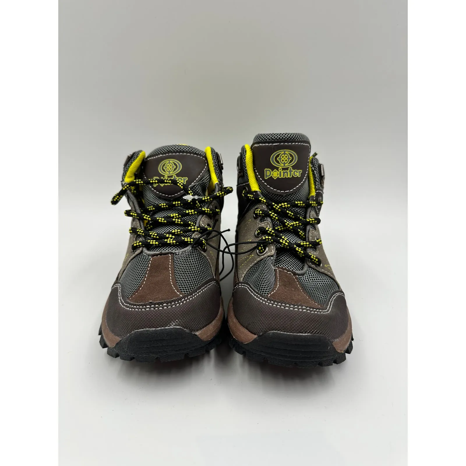 Big Kid Size 2, Brown High Top Hikers with Suede Accents and Rubber Tread