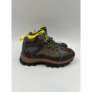 Big Kid Size 2, Brown High Top Hikers with Suede Accents and Rubber Tread