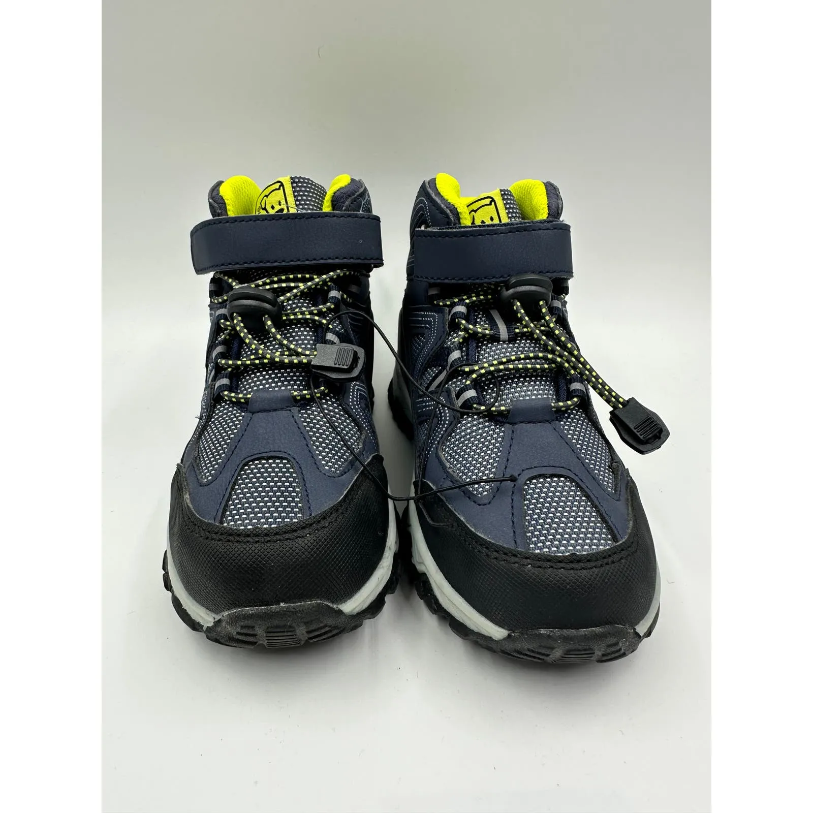 Big Kid Size 2.5, Navy High Top Hikers w/ Black and Lime Green Accents