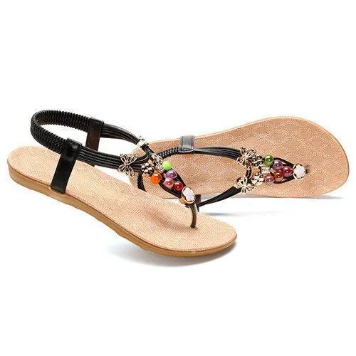 Bohemia Colorful Beaded Slip On Flat Sandals