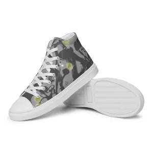 Chamomile Print Men’s high top canvas shoes- Art by Delesslin George-Warren