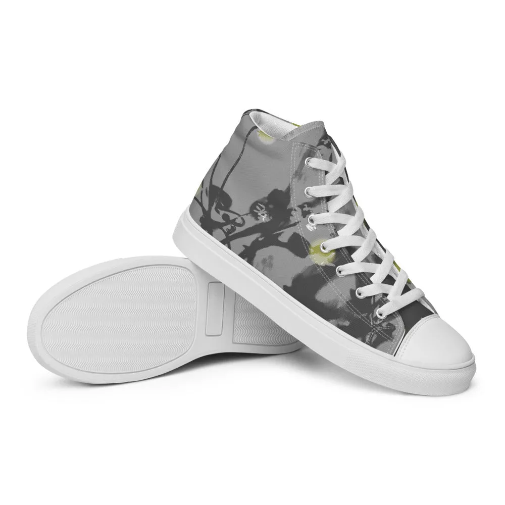 Chamomile Print Men’s high top canvas shoes- Art by Delesslin George-Warren