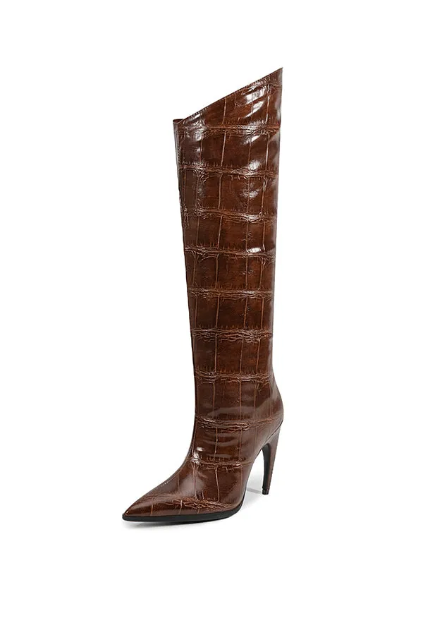 Chic CrocBuckle High Heeled Boots