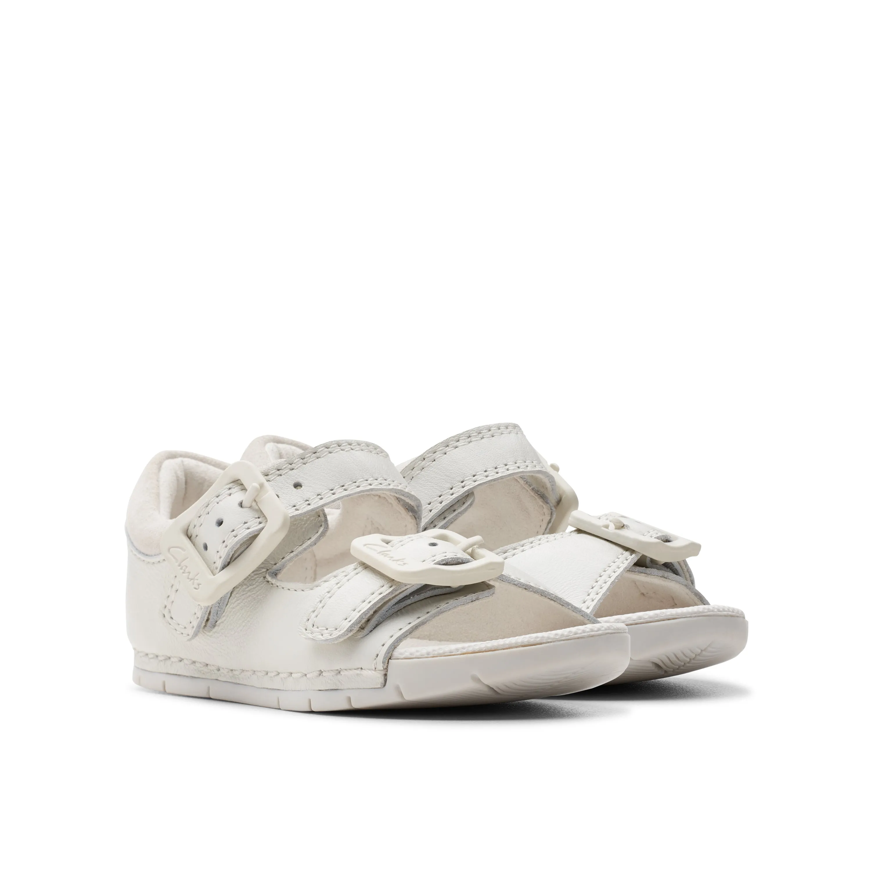 Clarks Baha Beach T White Buckle Sandals