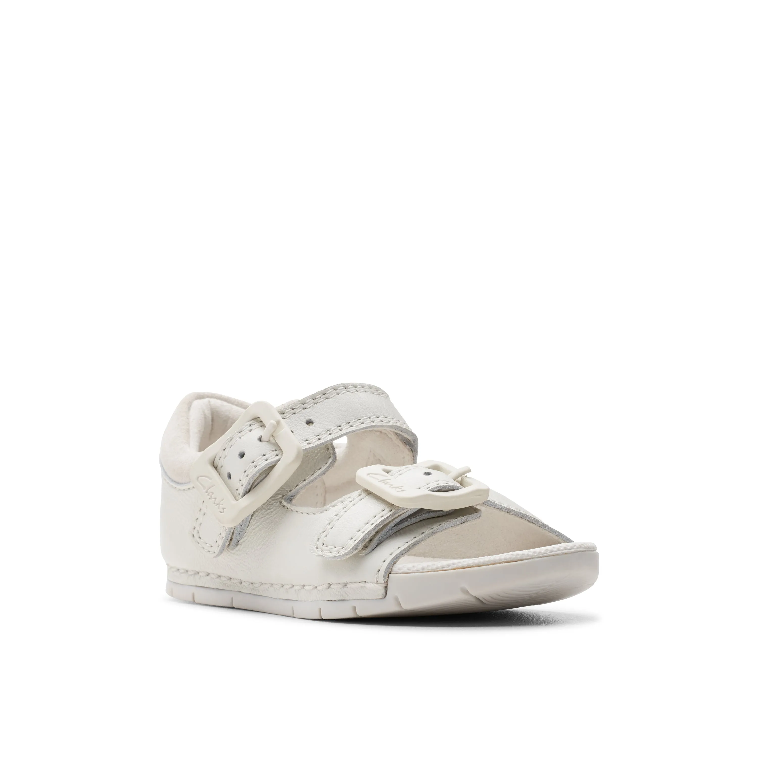 Clarks Baha Beach T White Buckle Sandals