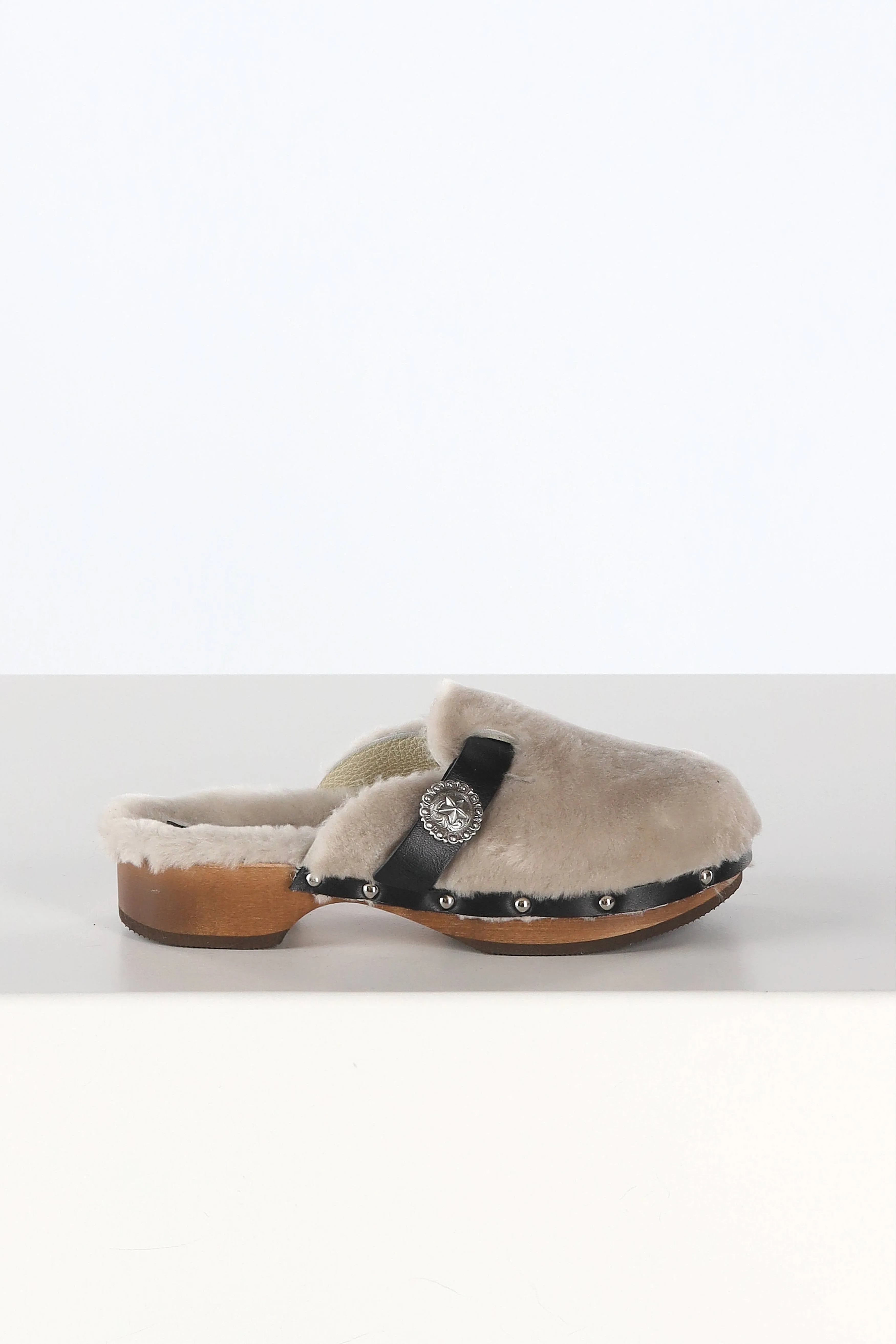 Clogs Allegra Shearling in Honey/Schwarz