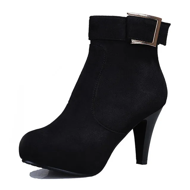 Flock High Heels Party Women's Ankle Boots  Winter