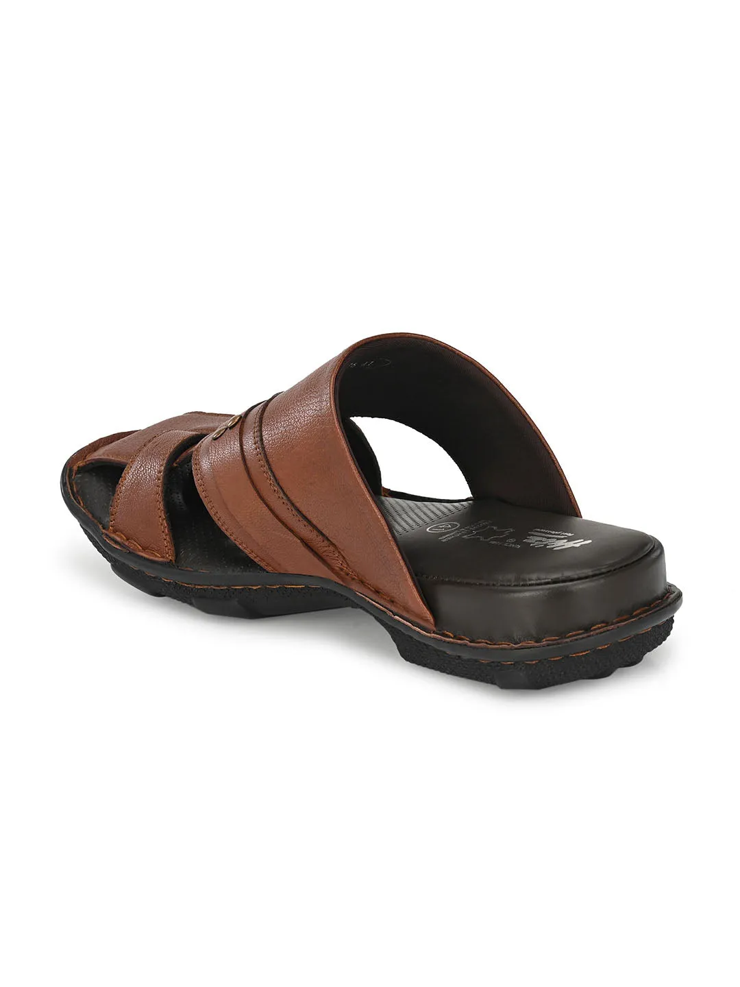 Hitz Men's Tan Leather Comfort Slippers