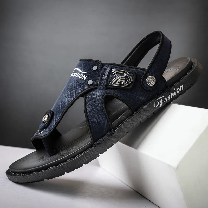 kkboxly kkboxly Men Microfiber Leather Two-Ways Soft Breathable Non-Slip Casual Outdoor Sandals