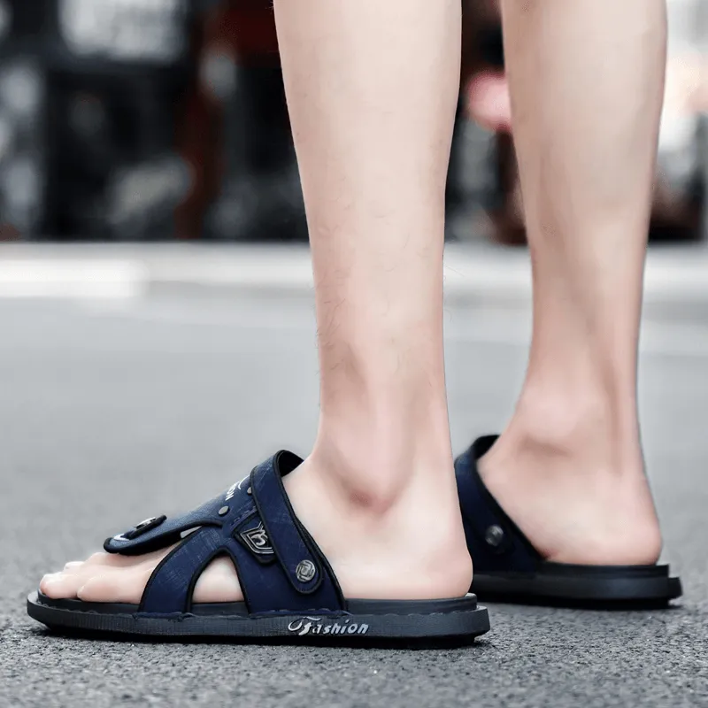 kkboxly kkboxly Men Microfiber Leather Two-Ways Soft Breathable Non-Slip Casual Outdoor Sandals