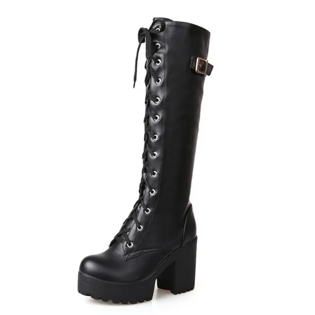 Knee High Buckle Thick Winter Snow Boots