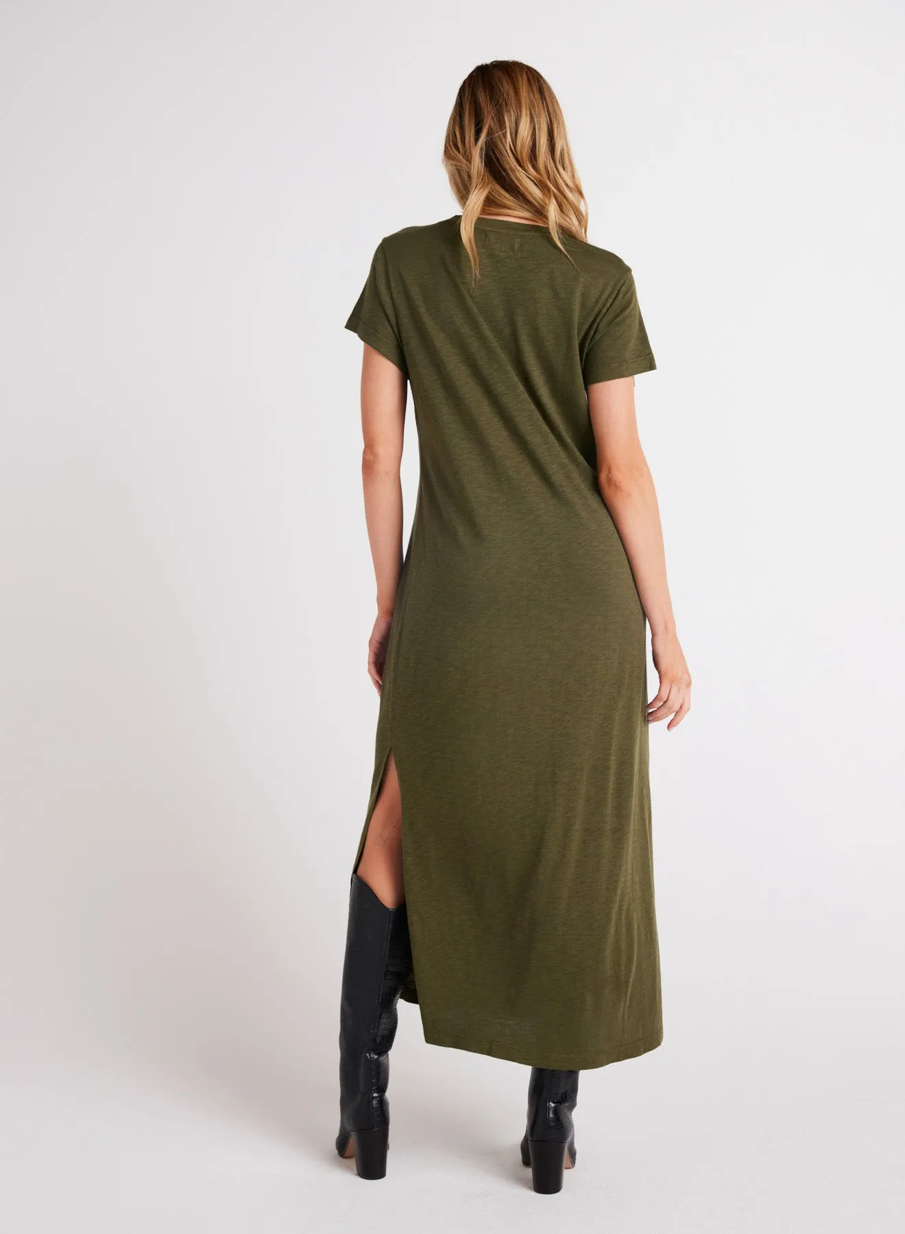 Knit V-Neck Maxi Dress - Italian Herb