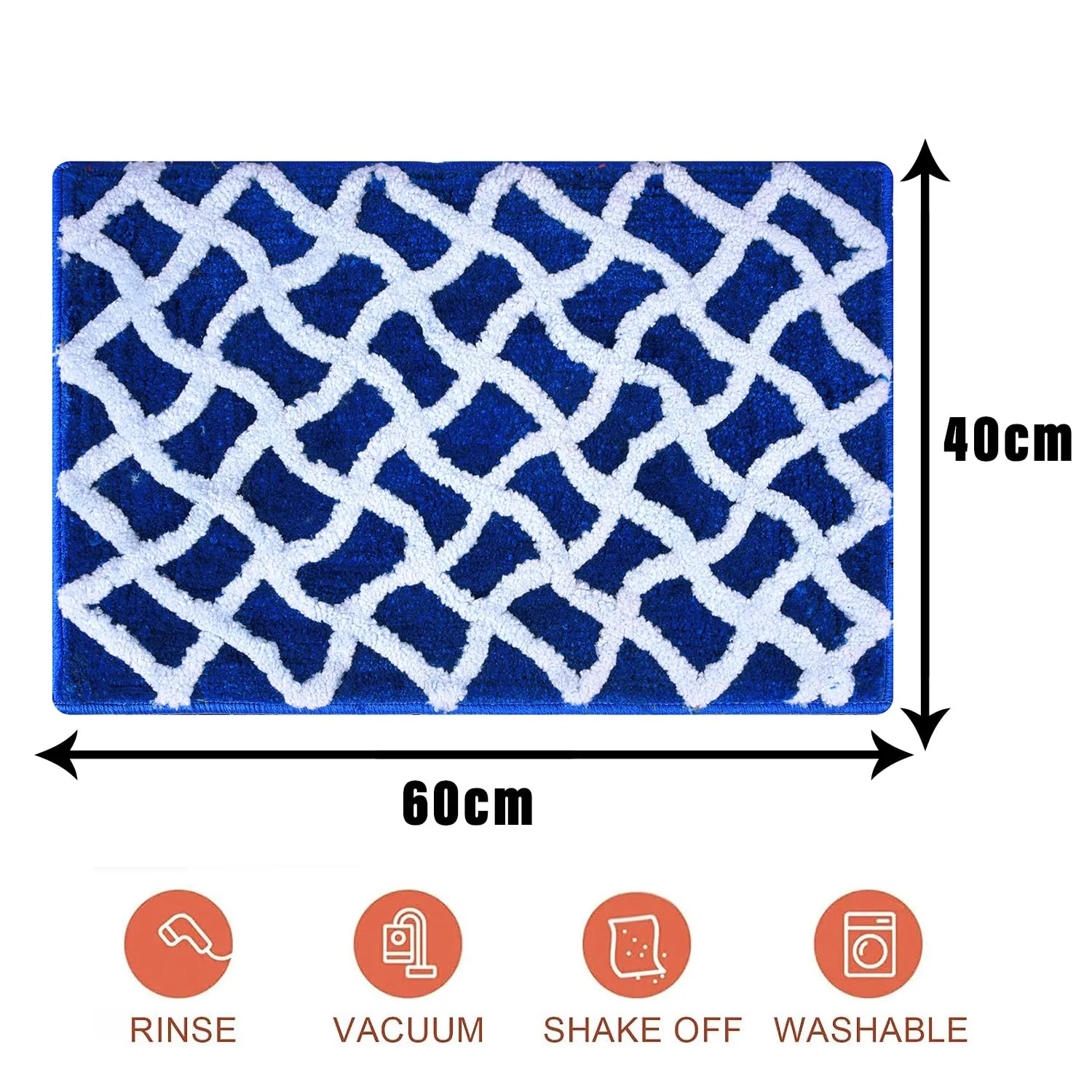 Kuber Industries Door Mat | Dust Trapper Mat | Door Entrance Mat | Anti-Skid Door Mat | Floor Mat for Home Entrance | Zig Zag Door Mat | Entryway Door Mat | Blue