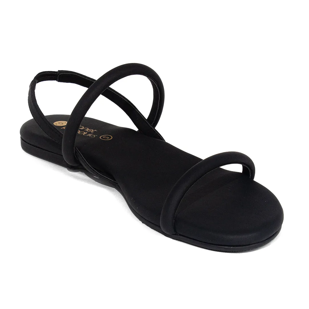 Lily Dual-Strap Vegan Leather Black Women Sandals