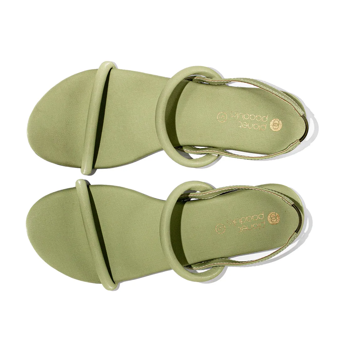 Lily Dual-Strap Vegan Leather Green Women Sandals