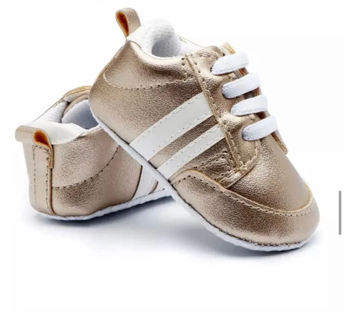 Razz Baby sneakers - 2 stripes on Vegan Leather - First Walker Shoes