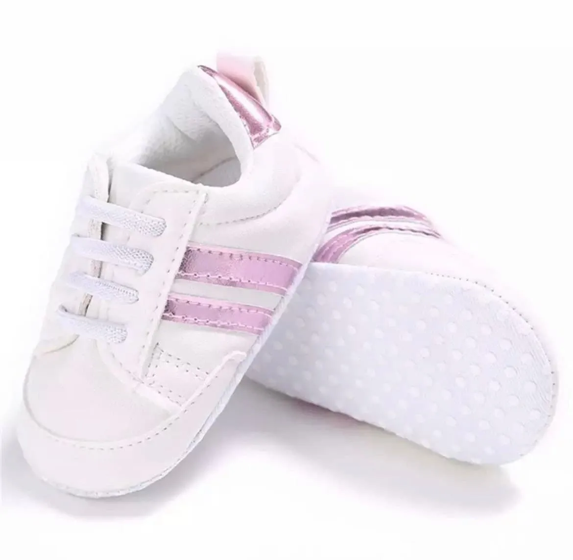 Razz Baby sneakers - 2 stripes on Vegan Leather - First Walker Shoes