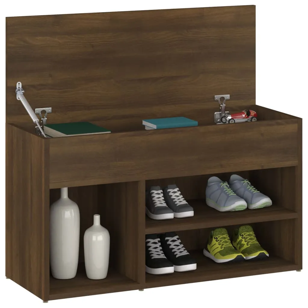 Shoe Bench Brown Oak 80x30x45 cm Engineered Wood