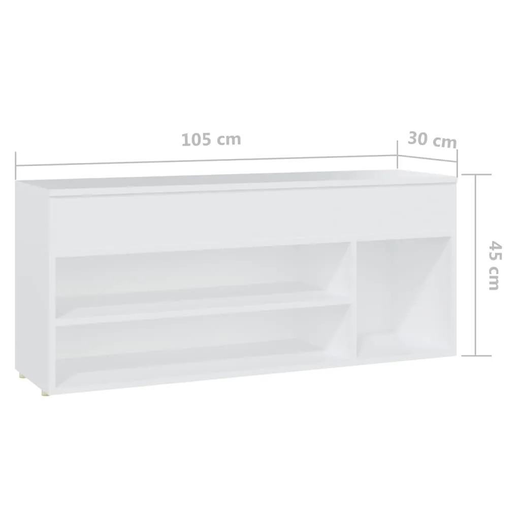 Shoe Bench White 105x30x45 cm Chipboard