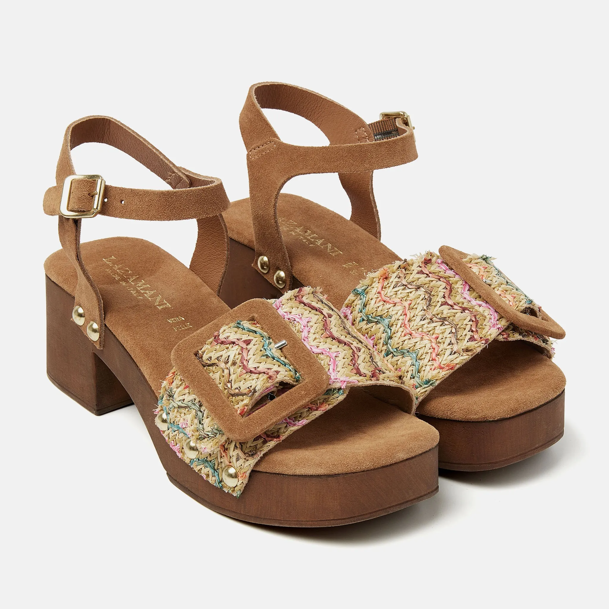 Sienna Suede/Raffia Dames Clogs Multi