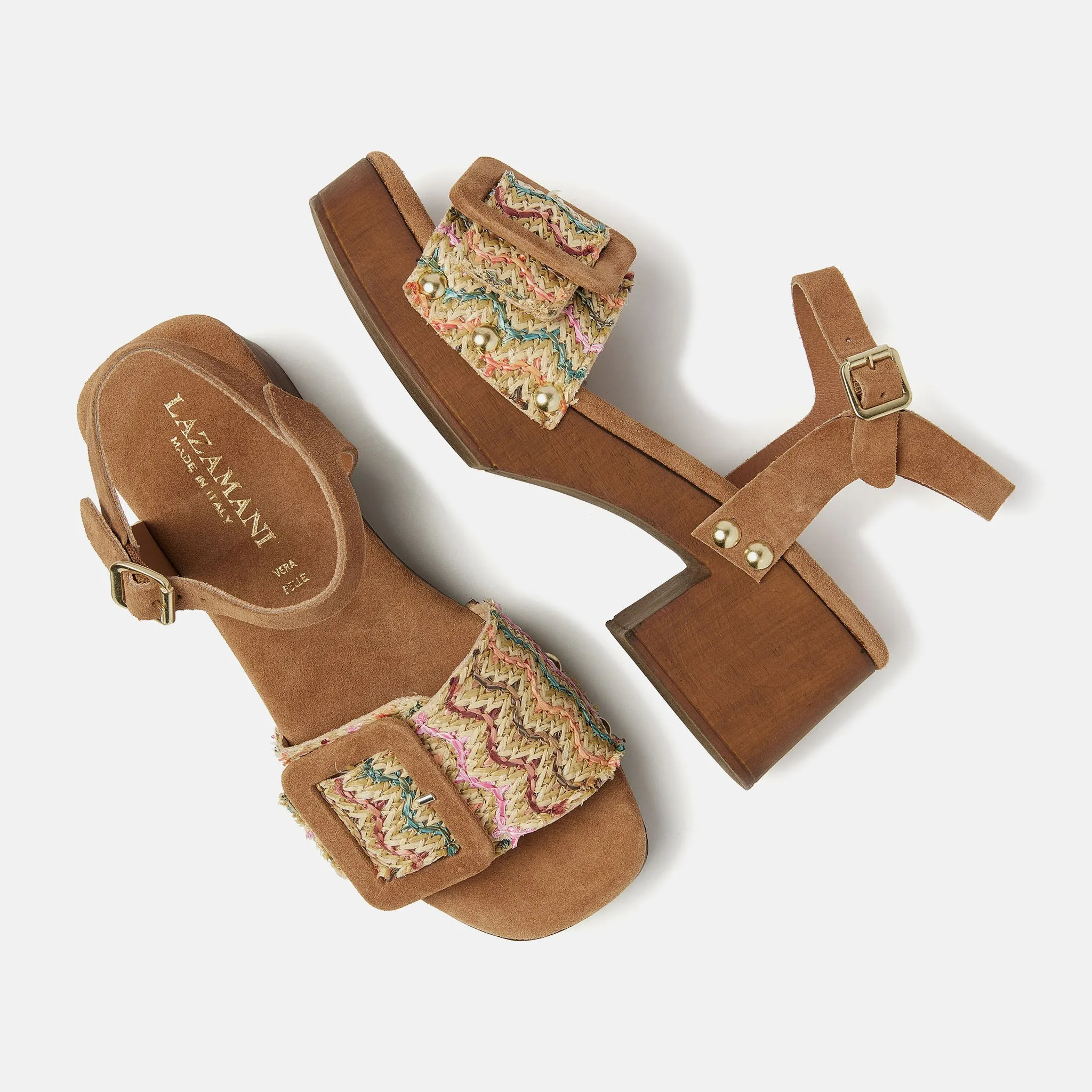 Sienna Suede/Raffia Dames Clogs Multi