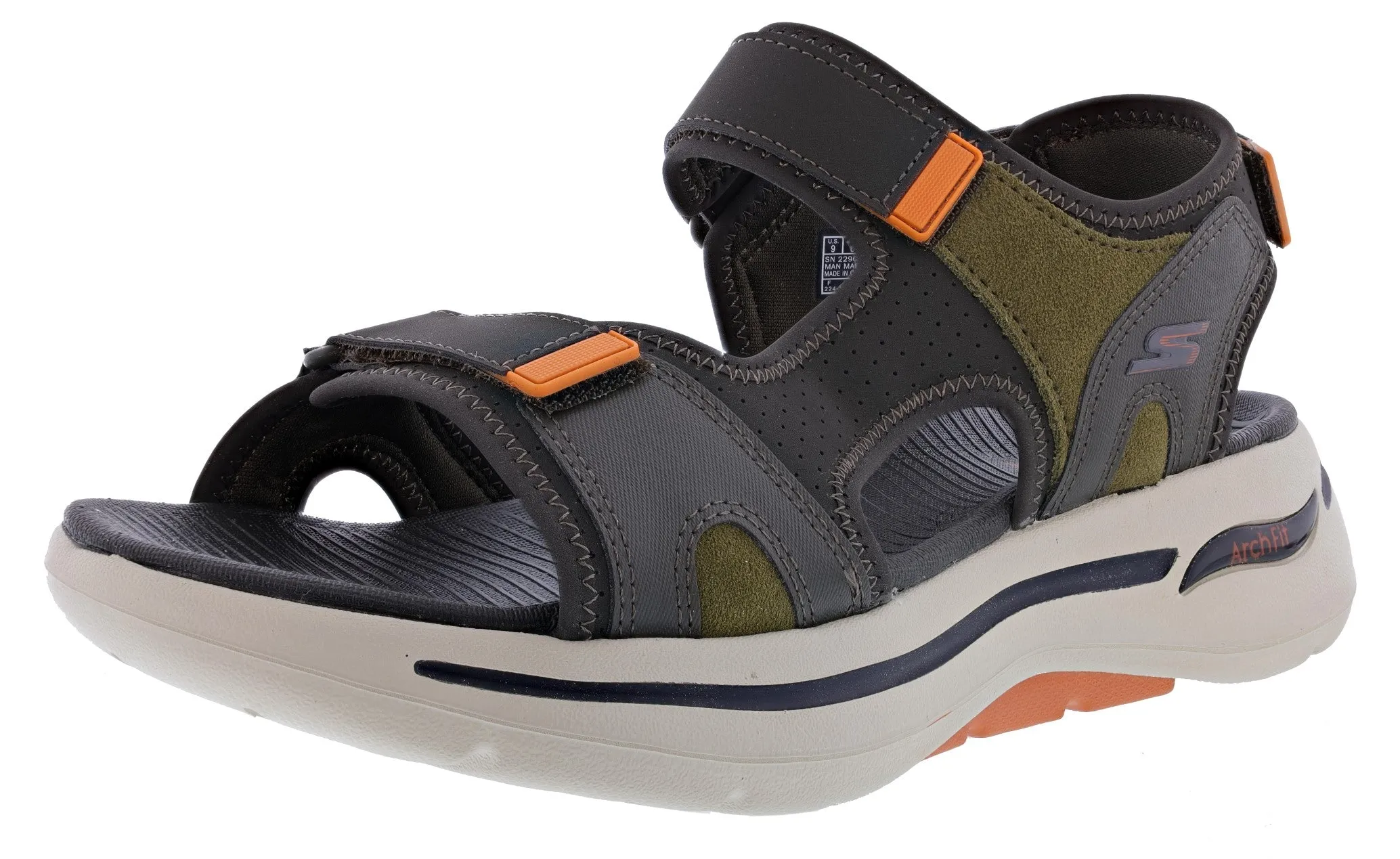 Skechers Men's Go Walk Arch Fit Sandal Mission Hook & Loop Strap Sandals