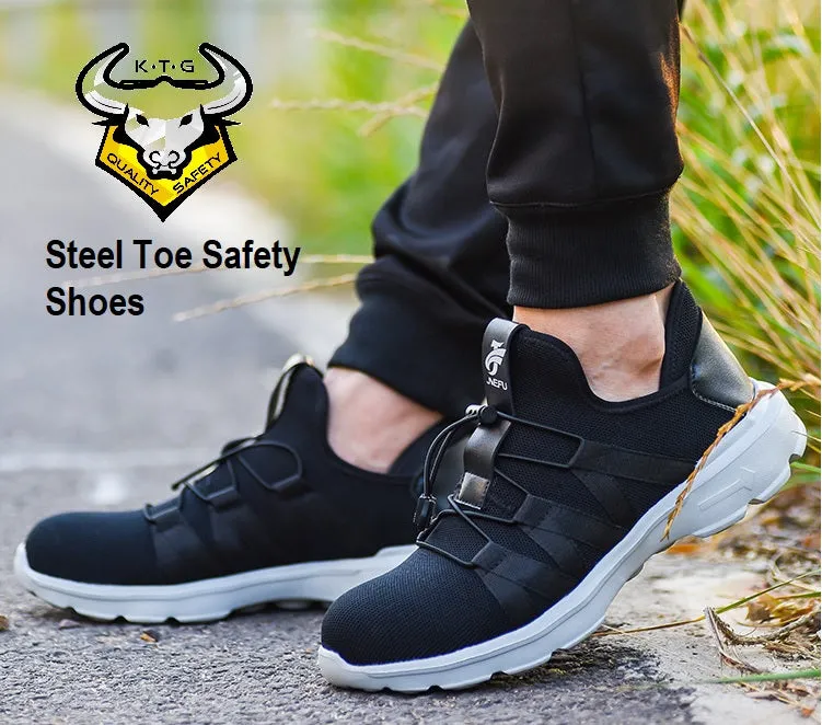 Steel Toe Sports Safety Shoes - Model SS40 - Knitted Mesh Black - Black Sole