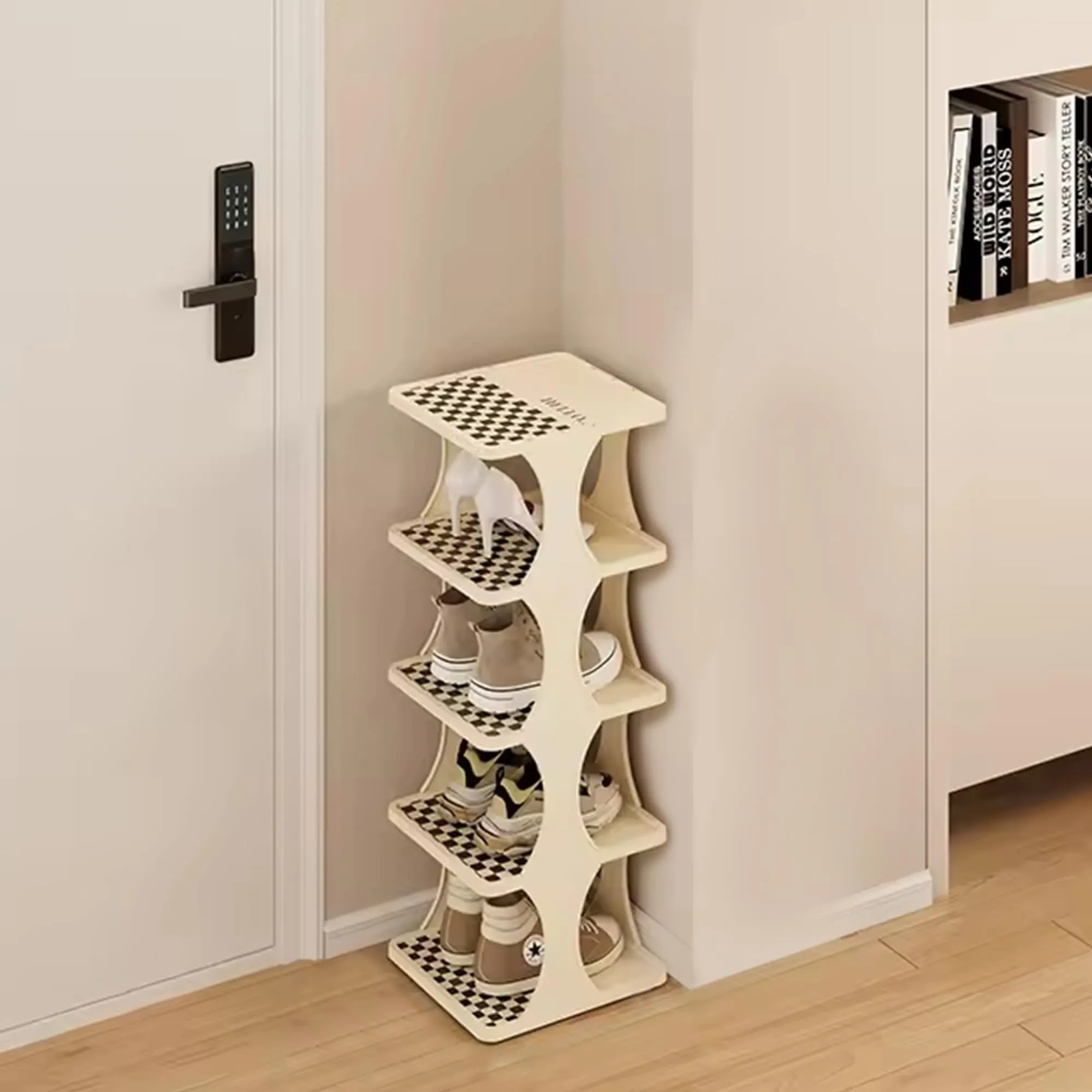 UMAI 5 Layered Shoe Rack for Home (69cm) | Shoe Rack for Home Plastic | Foldable & Detachable Shoe Stand for Home | Shoe Organiser-White