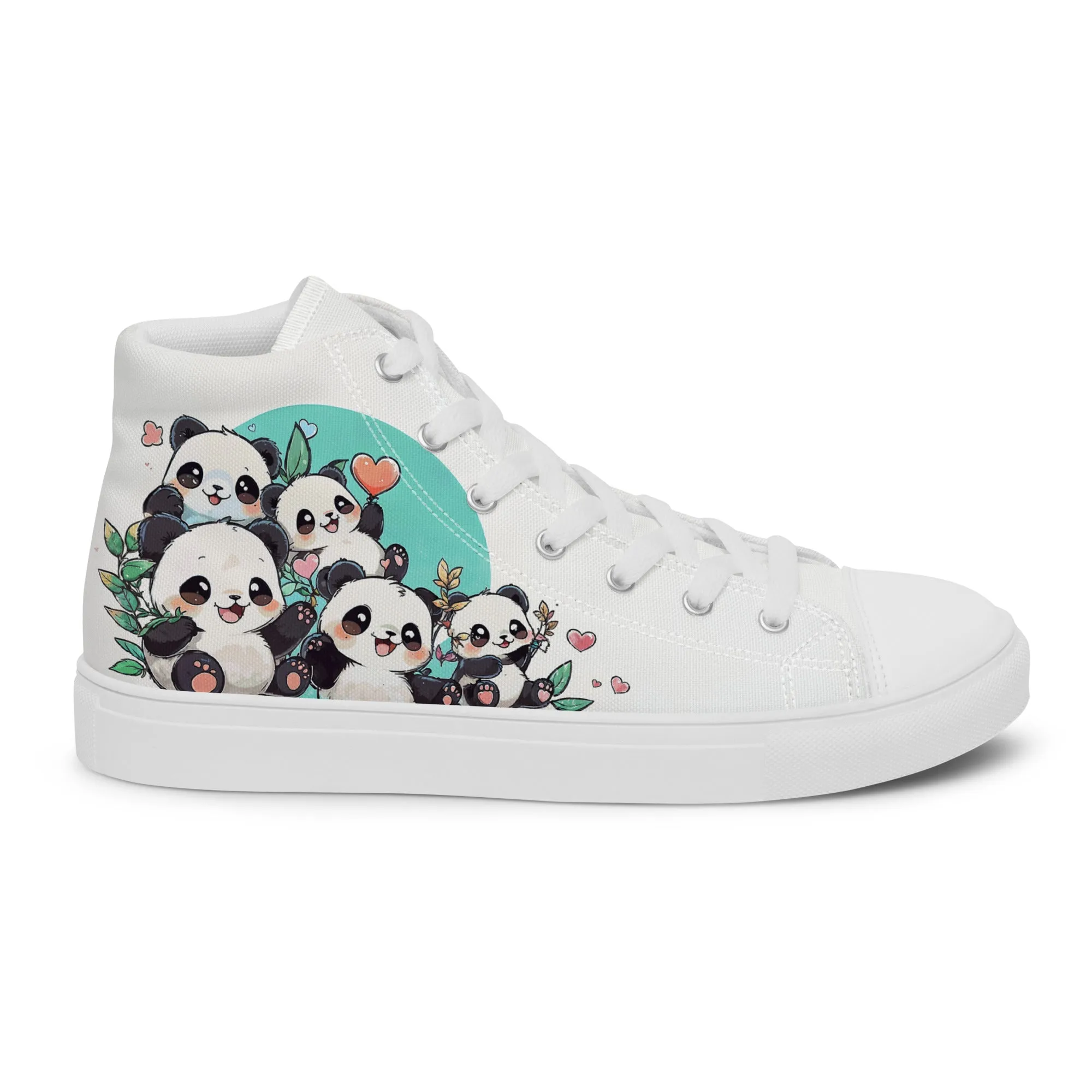 Unisex high top canvas shoes - Cute Pandas