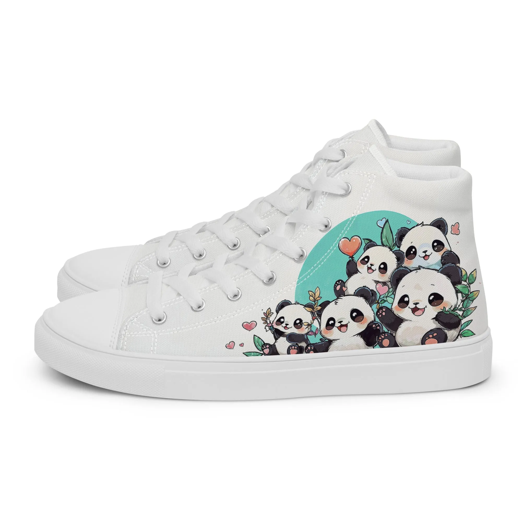 Unisex high top canvas shoes - Cute Pandas