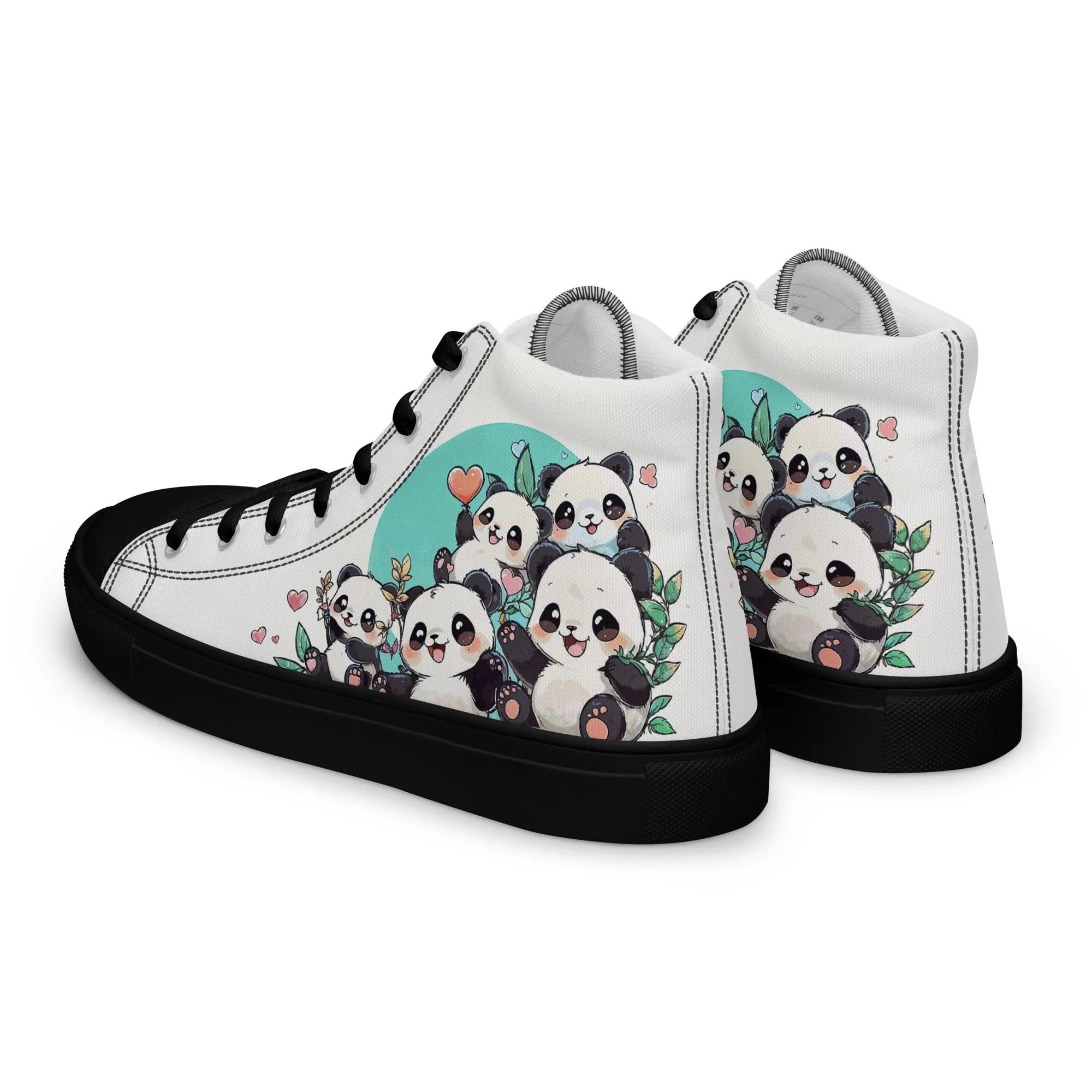 Unisex high top canvas shoes - Cute Pandas