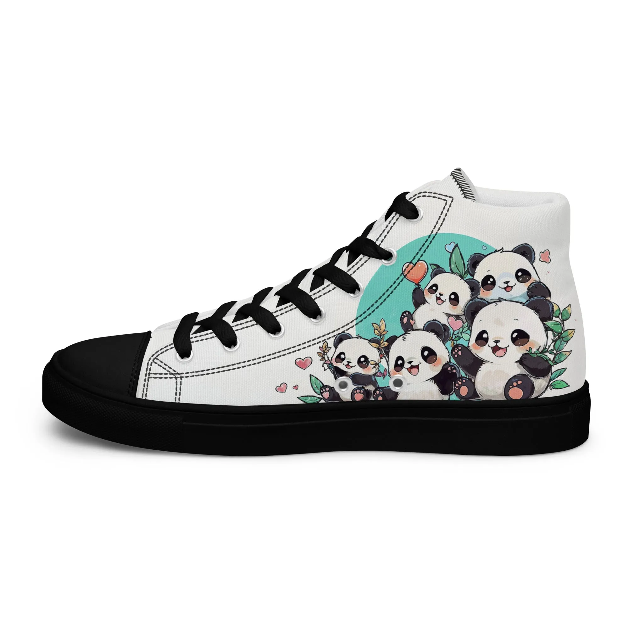 Unisex high top canvas shoes - Cute Pandas