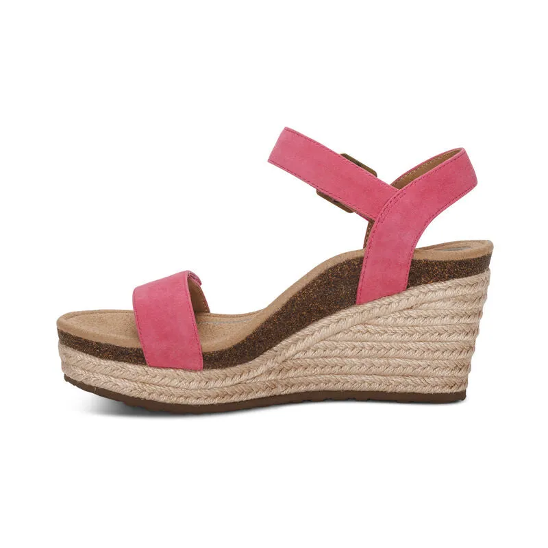 WOMEN'S AETREX SYDNEY QUARTER STRAP ESPADRILLE WEDGE | AZALEA