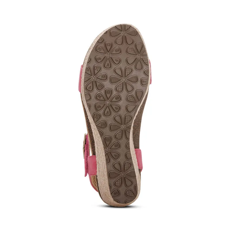 WOMEN'S AETREX SYDNEY QUARTER STRAP ESPADRILLE WEDGE | AZALEA