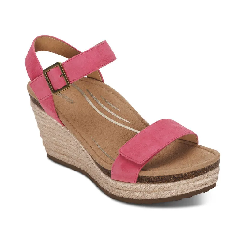 WOMEN'S AETREX SYDNEY QUARTER STRAP ESPADRILLE WEDGE | AZALEA