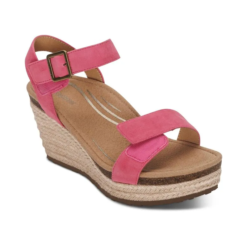 WOMEN'S AETREX SYDNEY QUARTER STRAP ESPADRILLE WEDGE | AZALEA