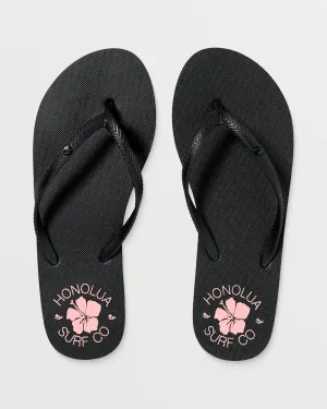 Womens Hibiscus Sandals - Black