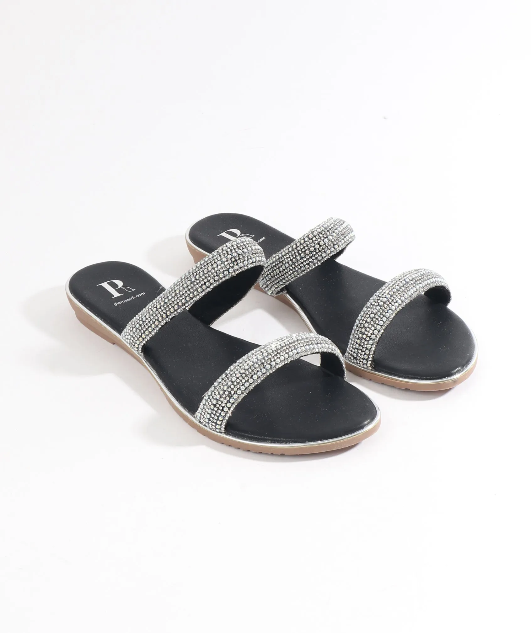 Women`s Rhinestone Summer Sandals - Black