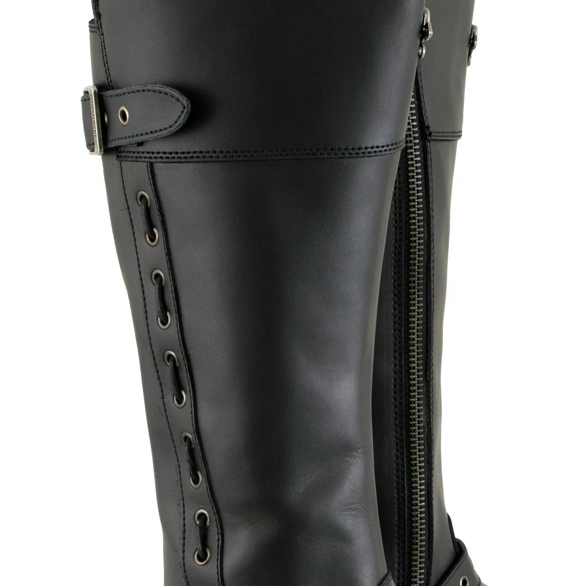 Xelement X93009 Women's Myna Black Performance Knee HighTall Leather Motorcycle Boots